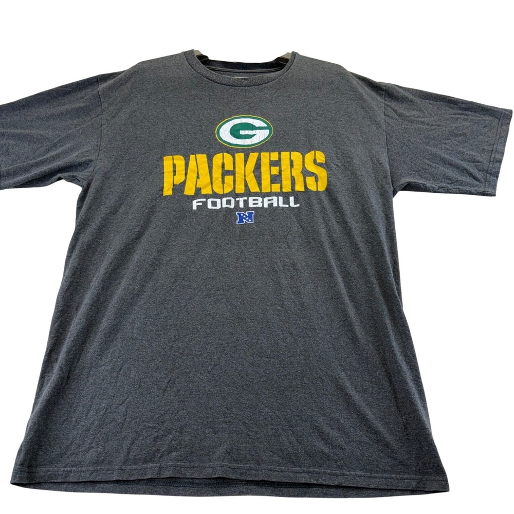 NFL Team Apparel Shirt Mens Large Gray Green Bay Packers Football NFC GraphicTee